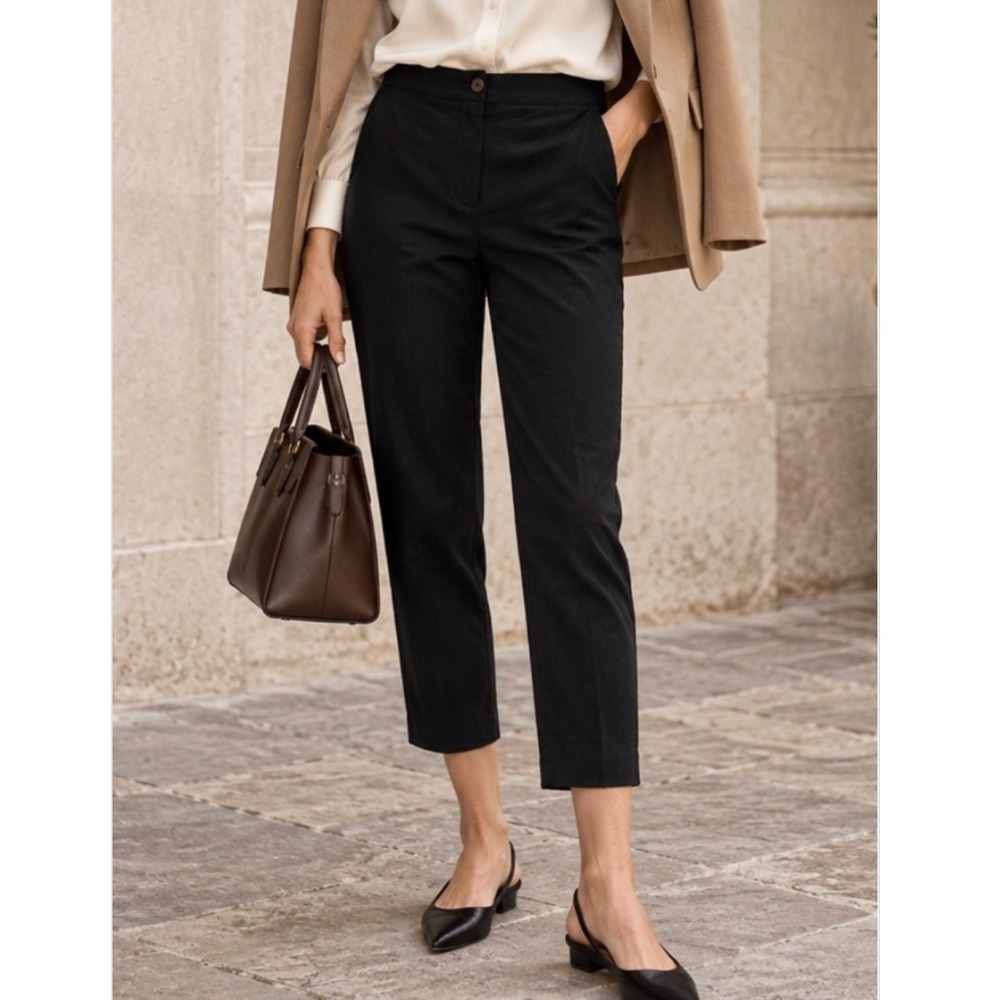 Metradamo Made in Italy Slim‎ Crop Trousers Women's 2 Black Quiet Luxury
